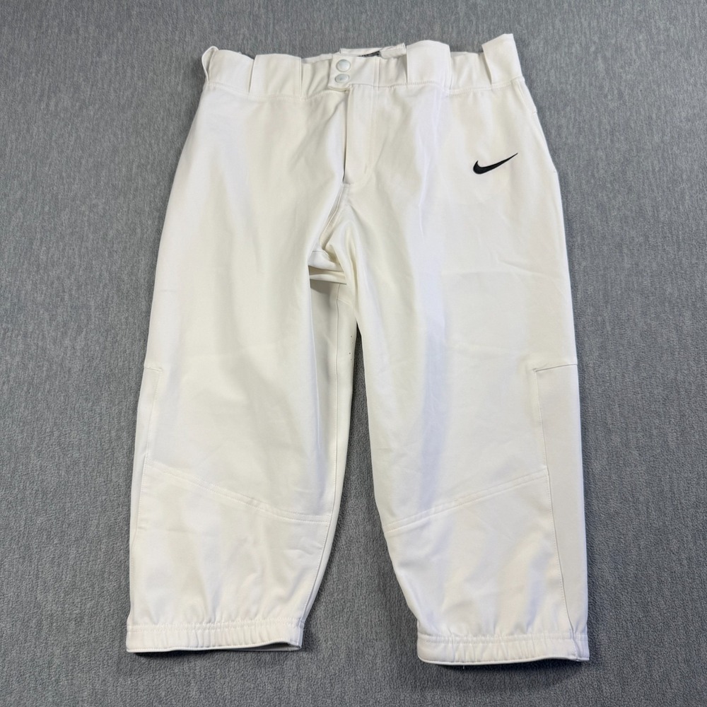 Nike Pants Mens L White Baseball Softball Cropped Elastic Cuff Comfort Sport
